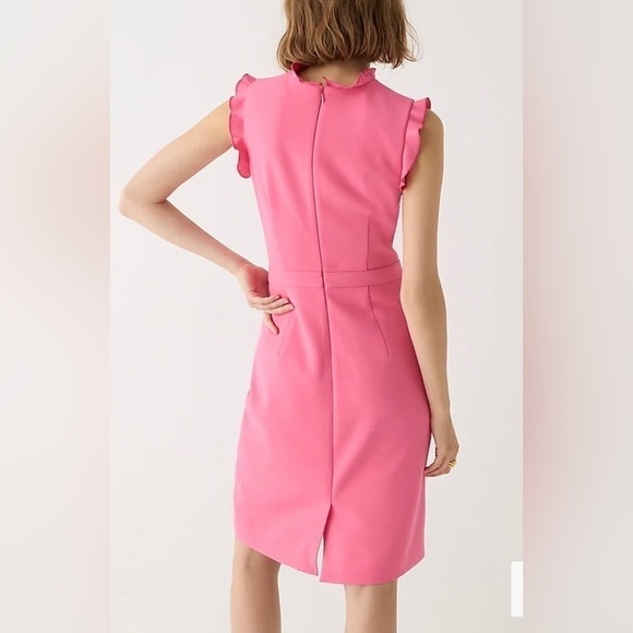 J. Crew Ruffle trim sheath dress stretch crepe BP646 Black 20 - Picture 3 of 5